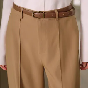 Rihoas Khaki Natural Waisted Pocket Straight Pants thumbnail 3