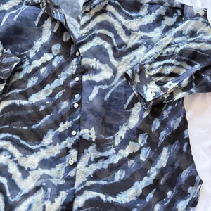 Womens Blouse Button Up 3/4 Sleeve Blue Collared‎ Officechic Corpcore City thumbnail 2