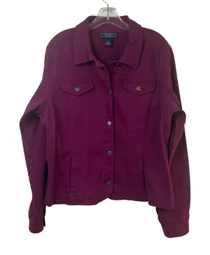 Charter Club Jean Shop Plum Purple Cotton Stretch Trucker Jacket Womens XL thumbnail 1