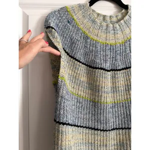Daily Practice Anthropologie‎ Blue Striped Ribbed Knit Sweater Vest Small thumbnail 3