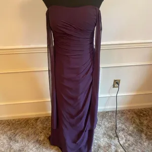 Bill Levkoff Purple Chiffon Maxi Bridesmaid Dress Formal Gown thumbnail 2