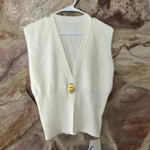 Commense Commense V-Neck Buttoned Detail Sweater Vest white size large thumbnail 2