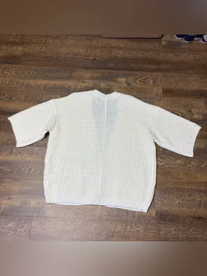 POL Chunky Knit Open Front Cardigan Sweater Womens Large Ivory Cream 3/4 Sleeves thumbnail 11