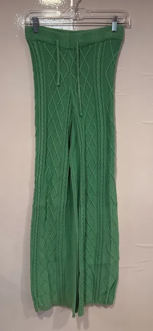 Edikted Green‎ Cable Knit Wide-Leg Sweater Pants thumbnail 1