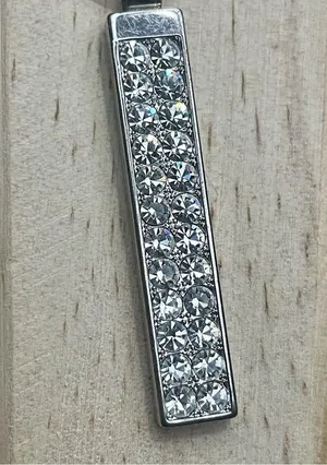Vertical rhinestone bar pendant necklace thumbnail 4