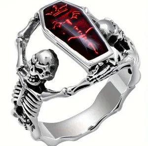 Men’s Stainless Steel Retro Bat Skull Design Ring Size 9 thumbnail 1