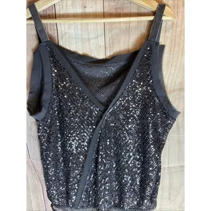 Free People Bodysuit Womens Medium Sequin Spark Party Event Concert 170/96A thumbnail 8
