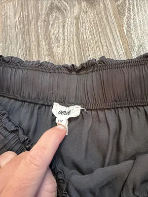 aerie women’s Gray Black Tiered Skater Skirt silky flowy size small S thumbnail 2