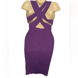 ASOS Purple One-Shoulder Plunge V-Neck Bodycon Dress thumbnail 4