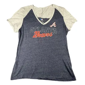 Majestic Atlanta Braves Shirt Womens‎ XL Blue Gray MLB Baseball Tee Short Sleeve Genuine thumbnail 1