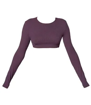 • Brown Long Sleeve Crop Top thumbnail 2