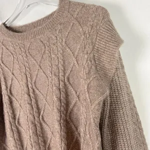 NWT Ruffle Shoulder Crewneck Sweater Oatmeal Size Small S NEW thumbnail 3