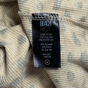 Beach Riot Ava Cropped Sweatshirt Taupe Spot Ribbed Long Sleeve Coastal Chic M thumbnail 9