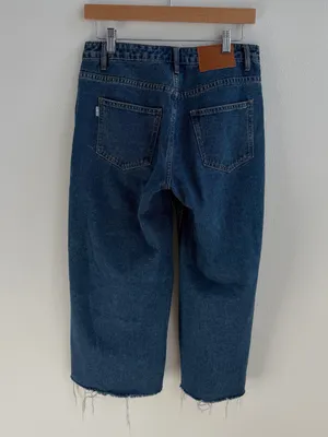 Princess Polly Wide Leg Crop Jeans Womens US 4 Blue Raw Hem thumbnail 8