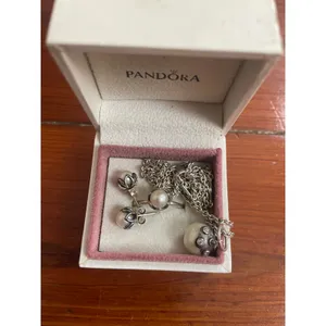 Pandora Retired Cultured Elegance Pearl Ring Earrings Necklace Set 925 thumbnail 7