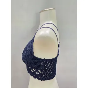 Anemone Navy Blue Romantic Boudoir Bridal Cottage Lingerie Feminine Lace Bra L thumbnail 3