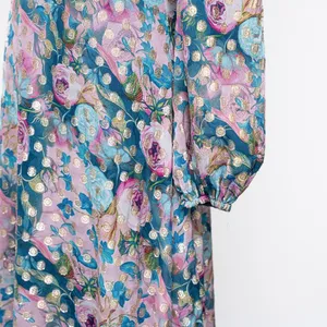 Dress the Population - | Metallic Floral Long Sleeve Midi Dress thumbnail 10