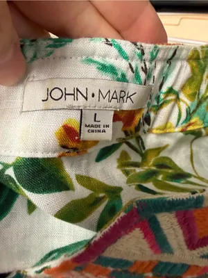 John Mark Womens L Top Linen Lace Floral Embroidered Tunic Multicolor Boho thumbnail 4