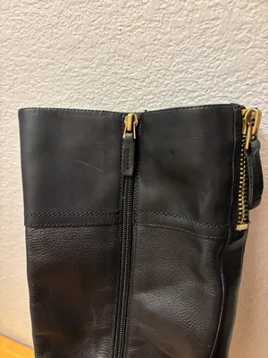 Franco Sarto 8 Tall Black Leather Zip Buckle Fashion Boots thumbnail 2