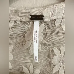 Free People Flower Fields Sheer Mesh Button-Front Shirt Cream Size XS thumbnail 5