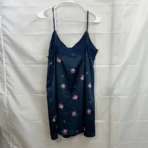 Abercrombie &‎ Fitch women's blue lace floral satin slip lined dress intimates L thumbnail 7
