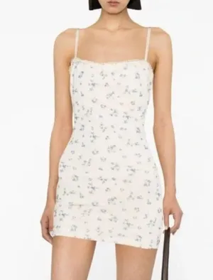 NWOT Danielle Guizio dainty blue floral mesh mini dress thumbnail 3