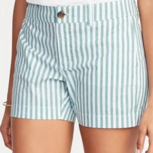 NEW!! Old‎ Navy Everyday Shorts 5” Inseam Green and White Stripe thumbnail 1