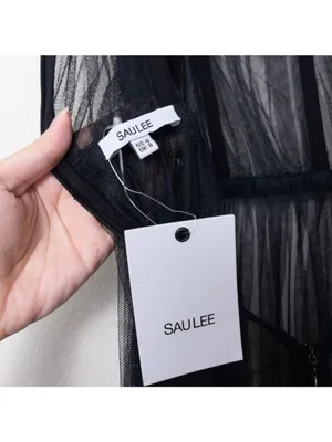 NWT Sau Lee Camille Tulle Ruffle Gown 4 Black Sheer Tiered Bustier Aline thumbnail 7