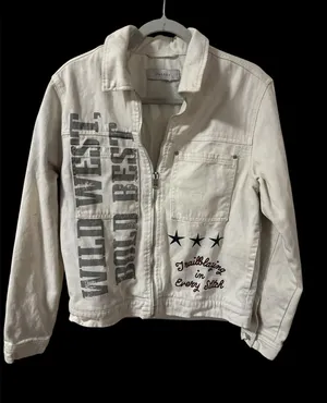 PacSun California Cowboy 'Wild West' Graphic Zip-Up Denim Jacket Size S thumbnail 1