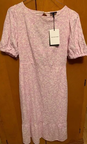 Who What Wear Women's Dress Tie Back NWT Purple Floral Print Linen Sz S thumbnail 1