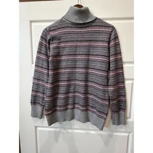 L.L.Bean Gray Fair Isle Turtleneck Sweater Cashmere Blend Large Preppy Gorpcore thumbnail 6