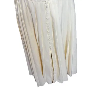 EBLuxe Cream Fitted Bodice Button Belted Ruffle Maxi Dress Size Medium thumbnail 4