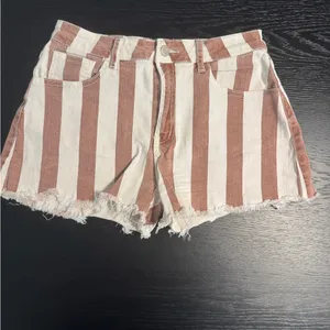 Altar'd State Red and White Striped Jean Shorts thumbnail 3