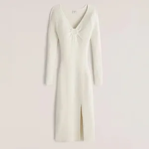 Abercrombie & Fitch O-Ring Cutout Midi Dress Womens XS White Quiet Luxury Fall thumbnail 14