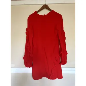 ALEXIS Ceretti Dress in Red Crepe Ruffle Details Long Sleeve No Size FITS SMALL thumbnail 7