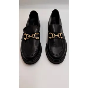 American Eagle Black Loafers Gold Horsebit Slip On Flats Womens 7 thumbnail 2