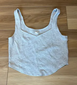 Aerie Ribbed Tank Top Light Gray Large thumbnail 1