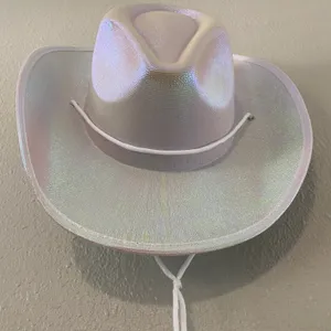 White Iridescent Cowgirl Hat Western Country Festival Summer Party Going Out thumbnail 2