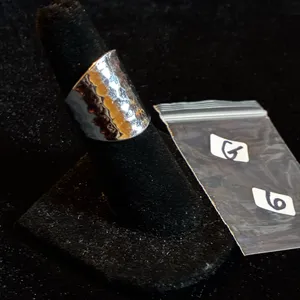 Statement Silver tone Hammered Wide Cigar Band Ring Size 6 thumbnail 4