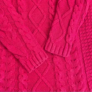 Jennifer Moore Vintage Cotton Red Cable Knit Shoulder Pads Y2K Cozy Sweater SZ M thumbnail 7