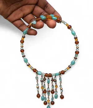 Navajo Native Tribal Santo Domingo Bead Wrap Necklace Ethnic Southwestern Dangle Turquoise Brown thumbnail 1