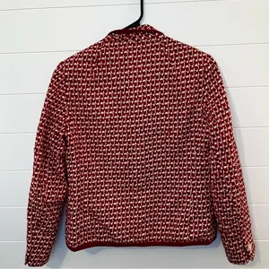 Women’s Red Patterned Women's Blazer Vintage Retro M-L Button Accents Handmade thumbnail 12