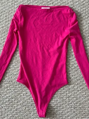 Aritzia Women's Bright Pink Long-Sleeve Bodysuit thumbnail 1