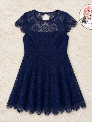Navy Blue Lace Dress Women’s Size‎ 10 ~ Formal Party Dress ~ Wedding Guest thumbnail 6
