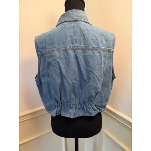 Vintage 90s Joyride Medium Wash Denim Zip-Up Utility Vest Grungr Work Wear Cargo thumbnail 6