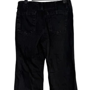ZARA Mid Rise Wide Flare Leg Full Length Boot Cut Jean 100% Cotton 4 Black #4117 thumbnail 5