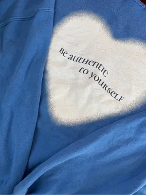 PacSun Off the Shoulder Be Authentic to Yourself Blue Crewneck Sweatshirt thumbnail 2