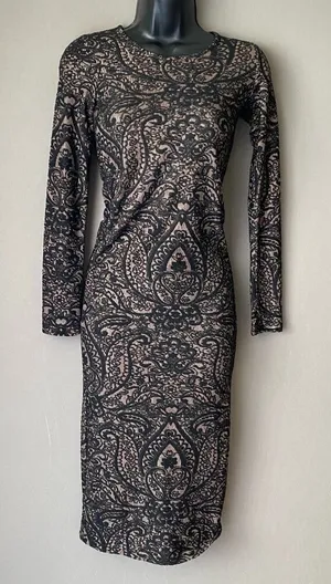 Topshop sz XS black‎ cream lace bodycon dress thumbnail 1