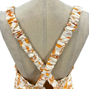 Anthropologie Maeve Sweetheart Mini Dress Floral Print Cream Orange Size XL‎ thumbnail 10