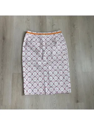 Boden EUC Women's Geo Lattice Print Cream Orange Pencil Skirt Size 8L thumbnail 2